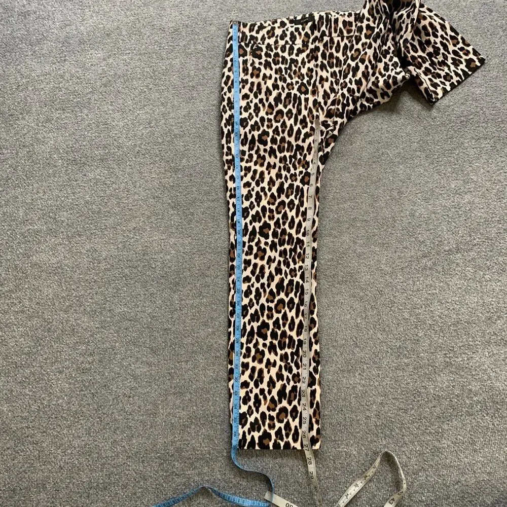 J Crew Pants Womens 4 Multi Cotton Blend Remi Leopard Print High Rise Cropped